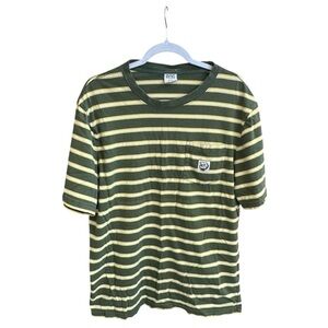 BDG Striped Pocket Short Sleeve T-Shirt Green and Yellow Men’s Size Large EUC